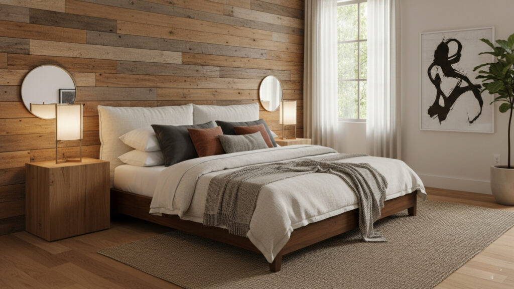 Wooden Panel Wall Designs for Warm and Textured Bedroom Appeal