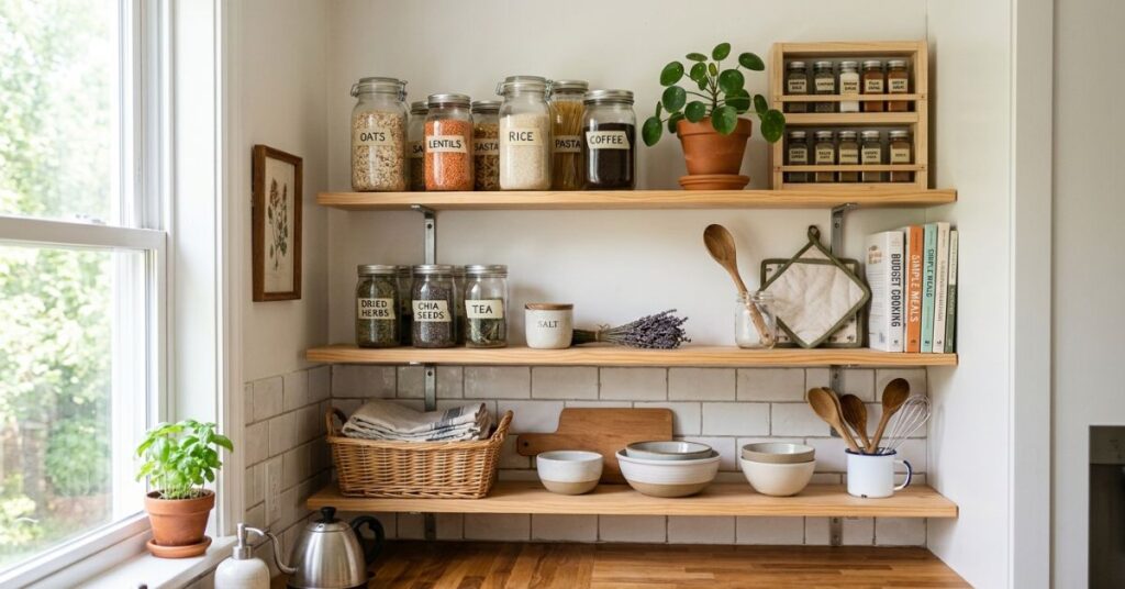 Budget-Friendly Kitchen Shelf Decor