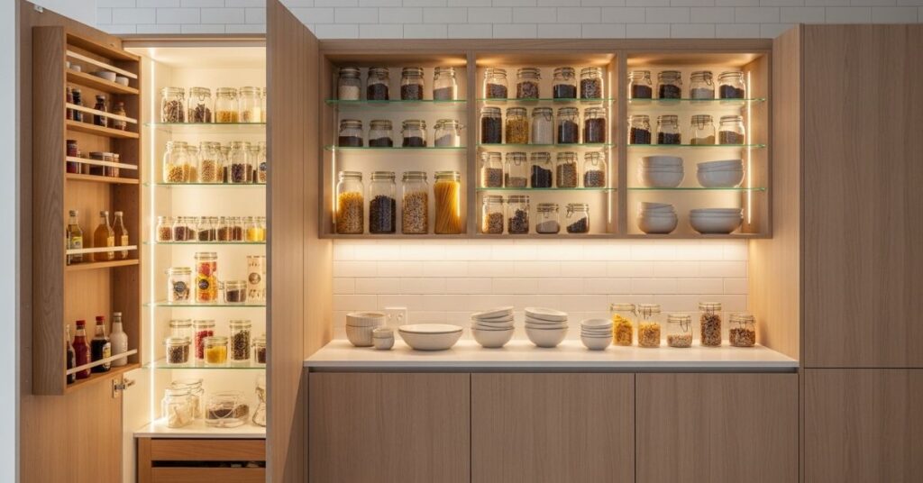 Built-In Pantry Cabinets with Lighting