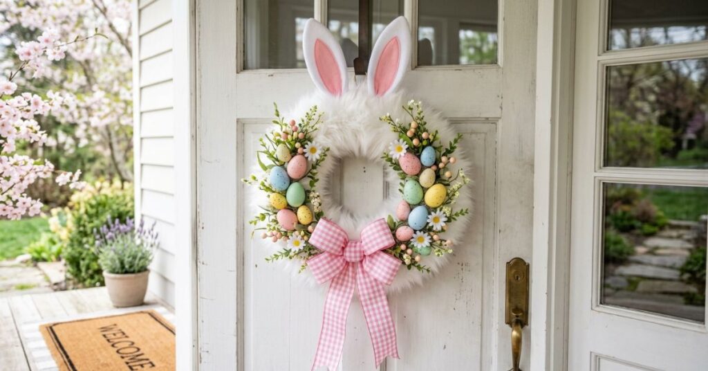 Bunny-Themed Easter Wreath For Front Door