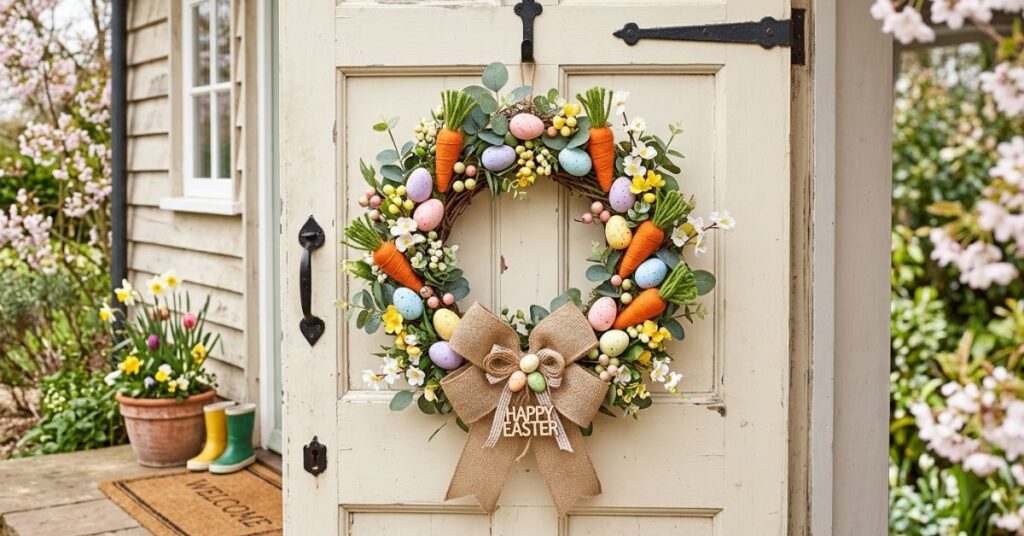 Carrot-Themed Cute Easter Front Door Wreath