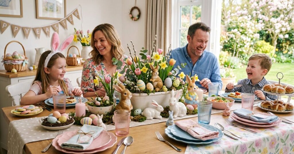 Easter Table Decor Ideas with Bunny Accents and Figurines