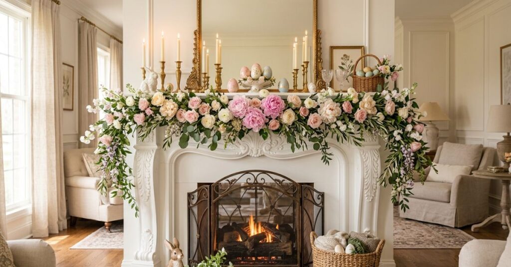 Elegant Floral Garland Mantel Decoration