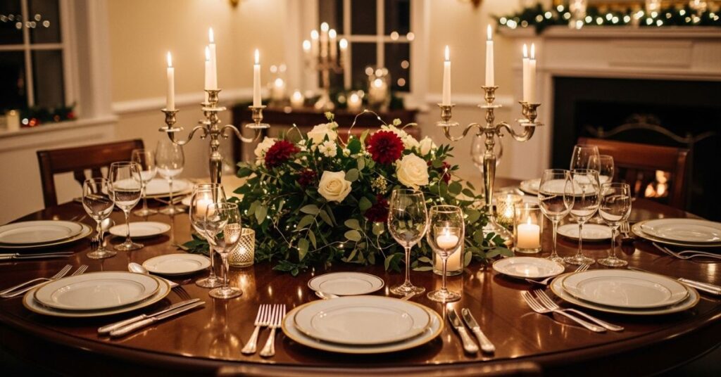 Evening Dinner Party Round Table Styling Ideas