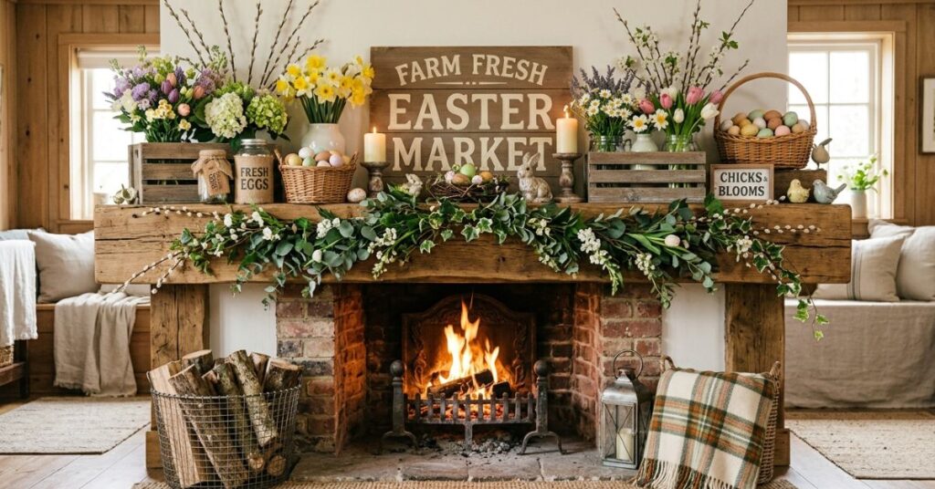 Farm Fresh Market Inspired Mantel Look