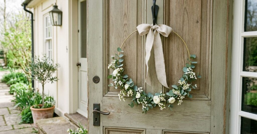 Farmhouse Hoop Style Easter Wreath Minimal Look