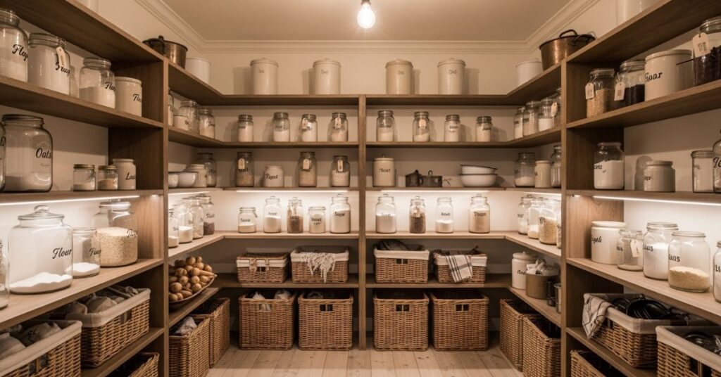 Farmhouse Style Pantry with Rustic Touch