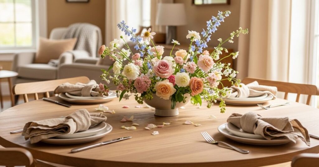 Floral Arrangement Styles for Round Dining Tables
