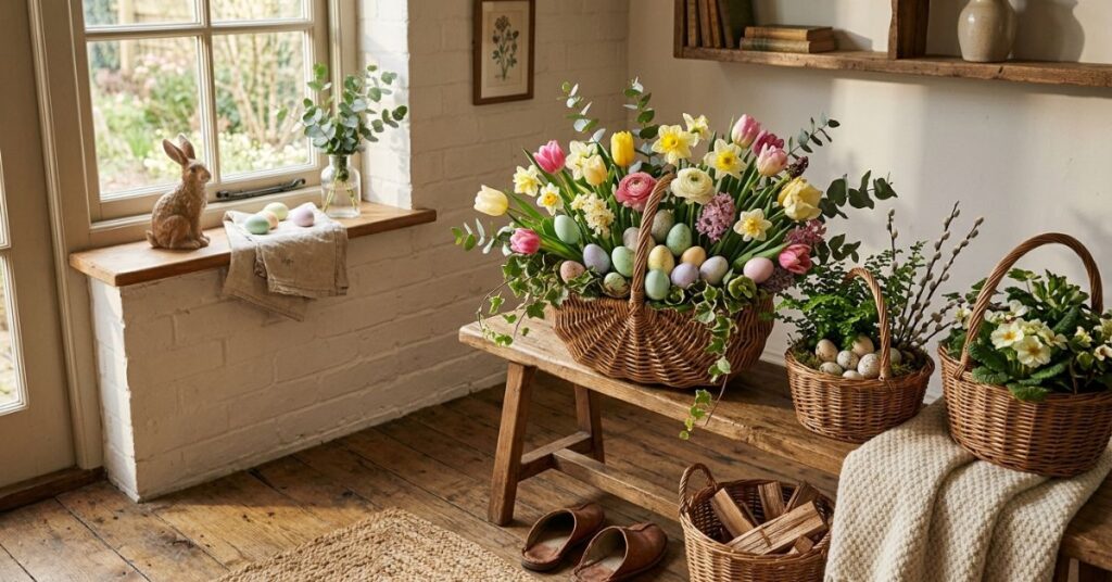 Floral Basket Easter Decor Ideas for Home Corners
