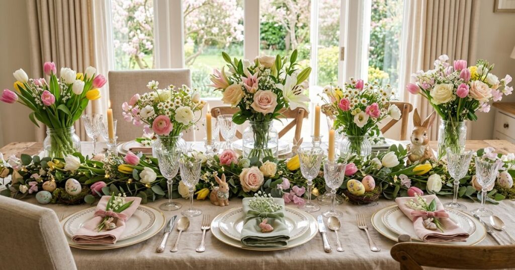 Floral Easter Table Decor Ideas with Spring Blooms