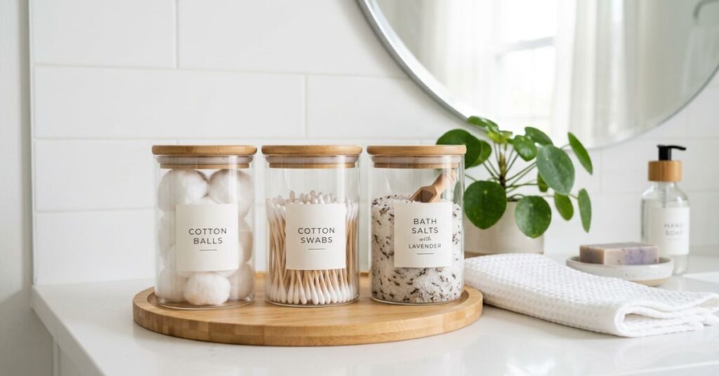 Glass Jars for Cotton Balls & Essentials
