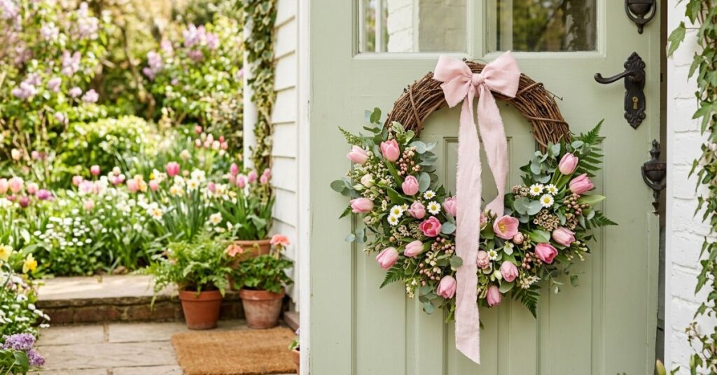 Grapevine Base Easter Wreath With Floral Accents