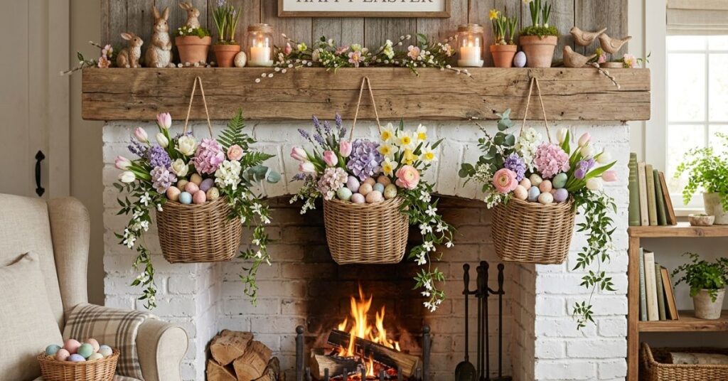 Hanging Basket Mantel Easter Decoration