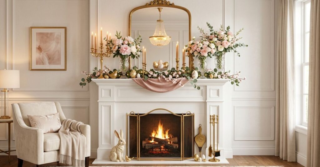 Luxury Gold Accents Easter Mantel Theme
