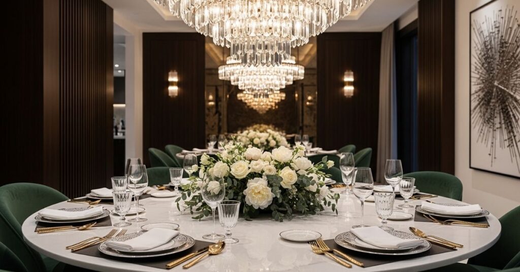 Luxury Gold Accents for Round Dining Tables