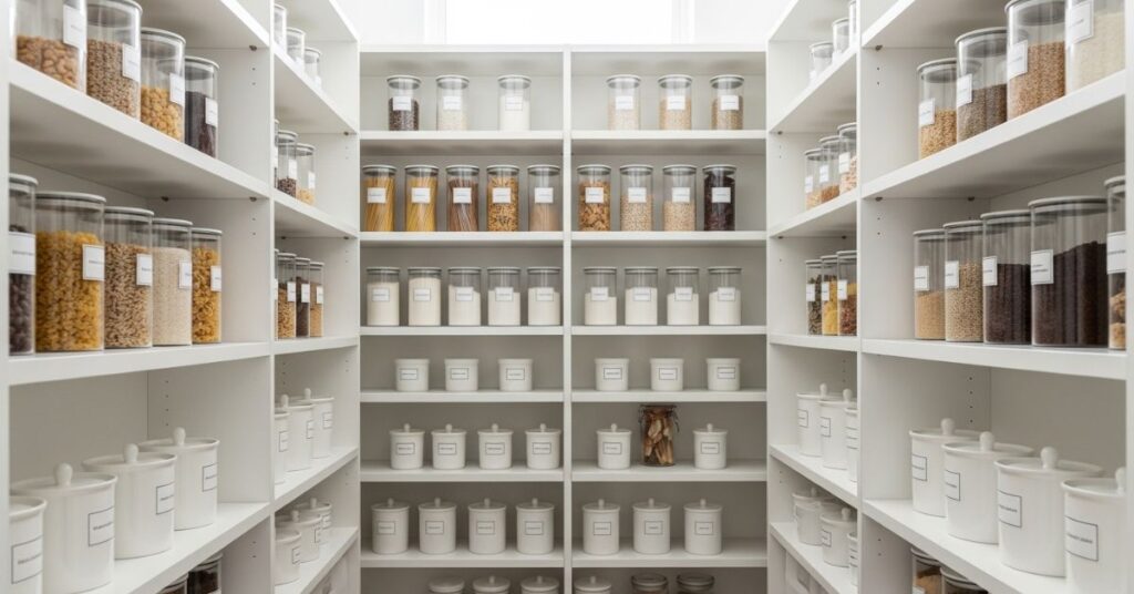 Minimalist White Pantry Shelving