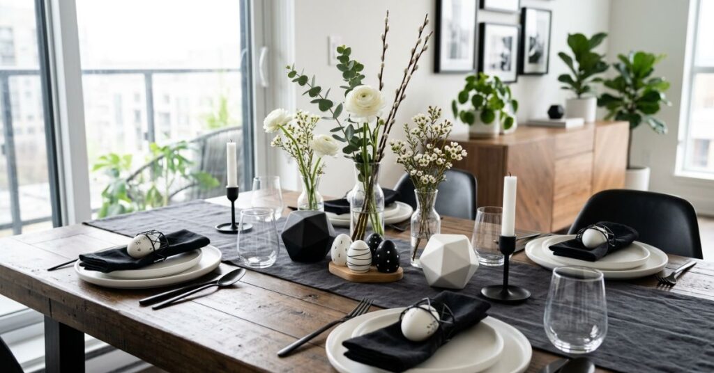 Modern Chic Easter Table Decor Ideas with Clean Lines