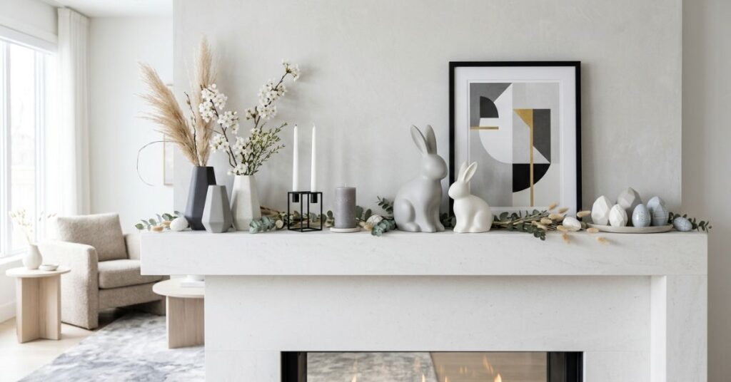 Modern Easter Mantel With Clean Lines