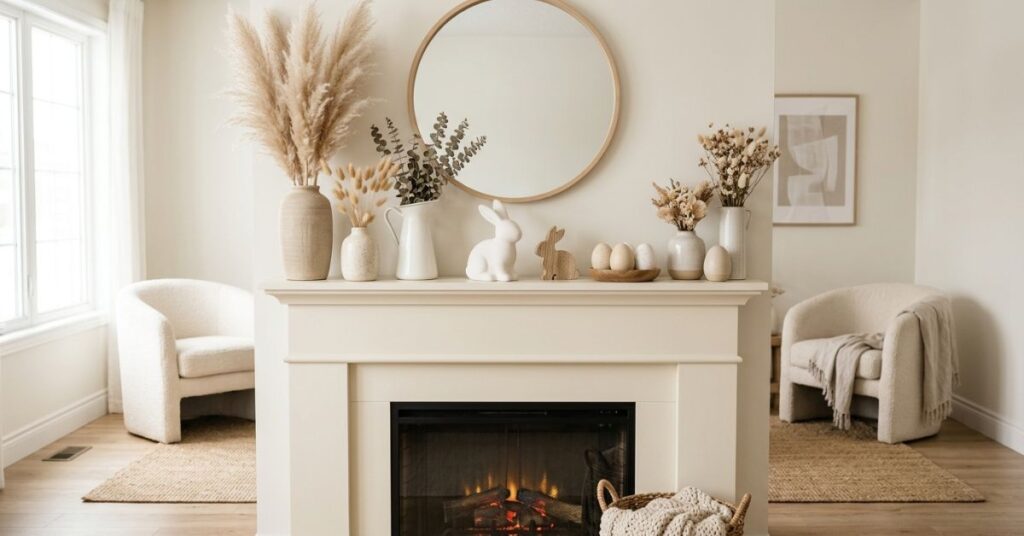 Neutral Tone Easter Mantel Aesthetic