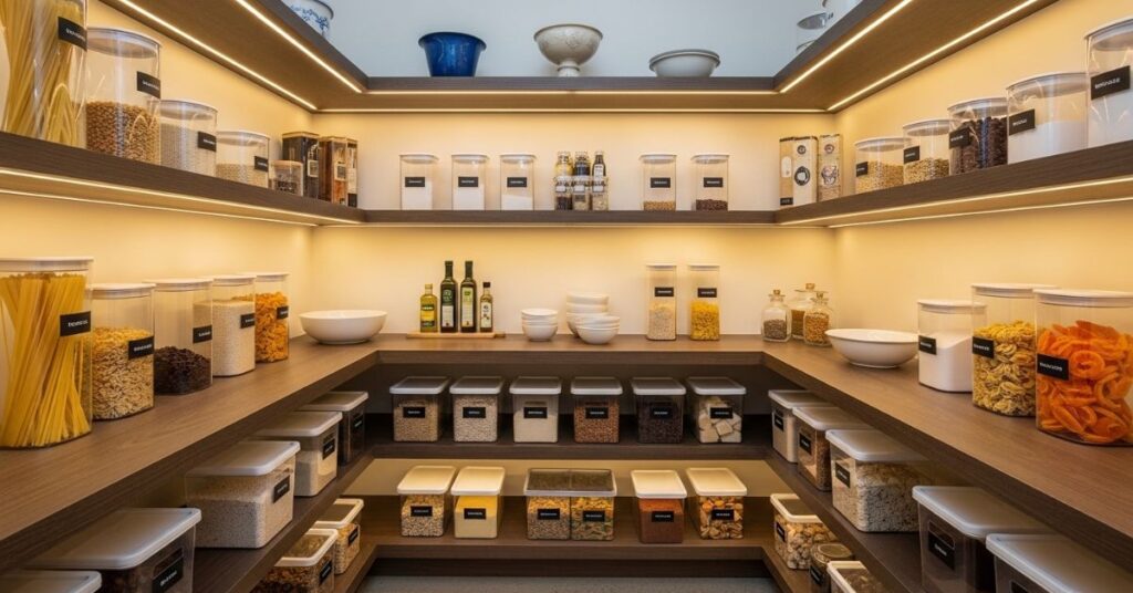 Pantry with LED Strip Lighting