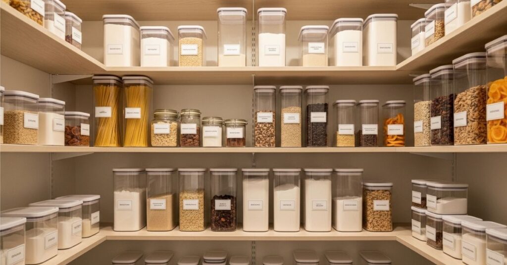 Pantry with Labelled Storage Containers