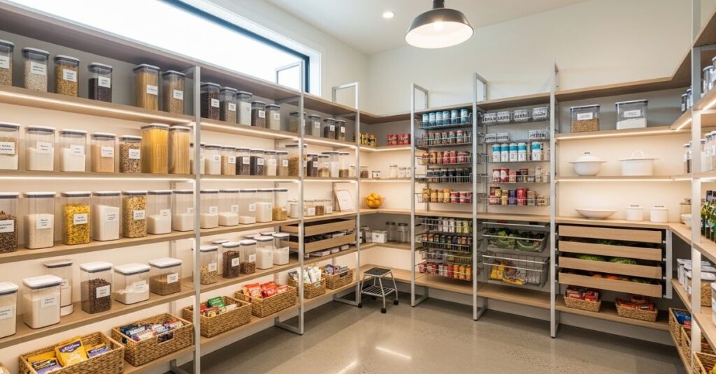 Pantry with Multi-Level Shelving System