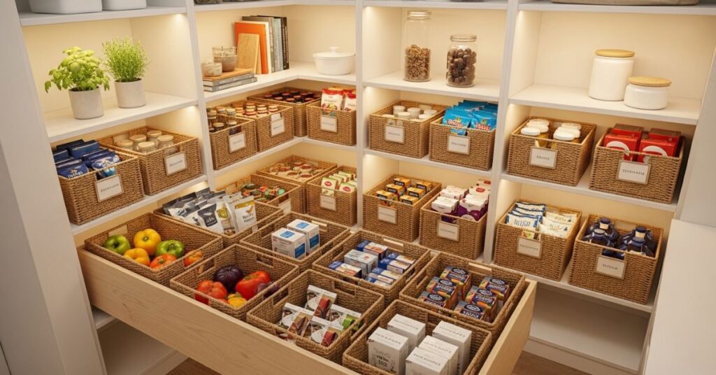 Pantry with Pull-Out Drawers and Baskets