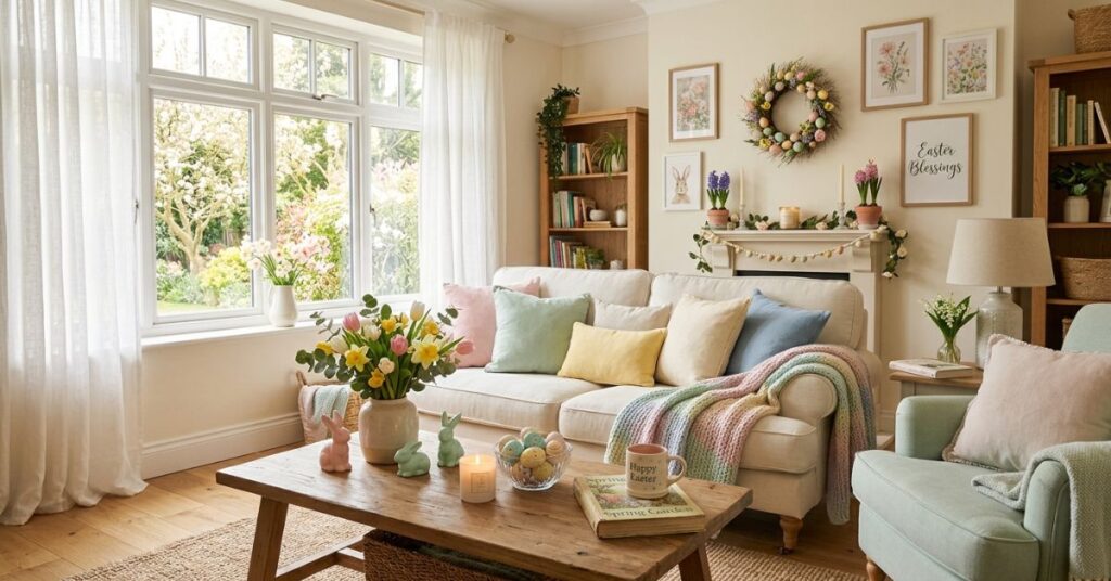 Pastel Color Living Room Easter Styling