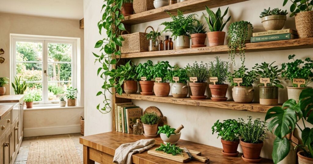 Plant-Based Kitchen Shelf Decor Ideas