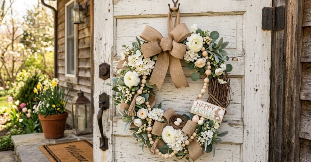 Rustic Farmhouse Easter Wreath Style For Front Door
