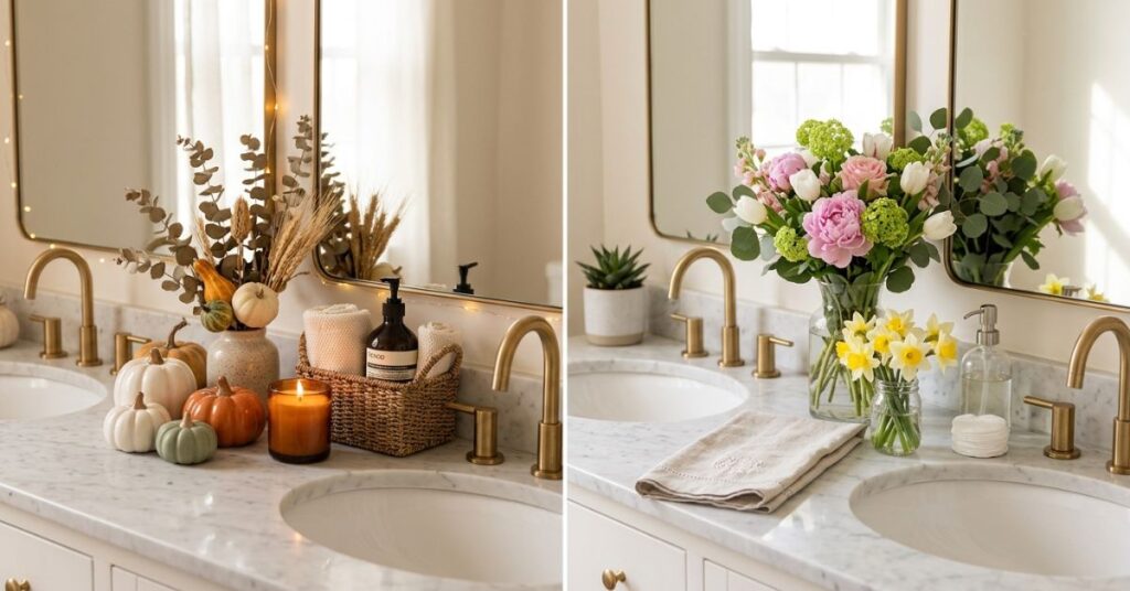 Seasonal Bathroom Counter Styling