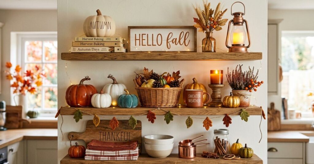 Seasonal Kitchen Shelf Decor Inspiration