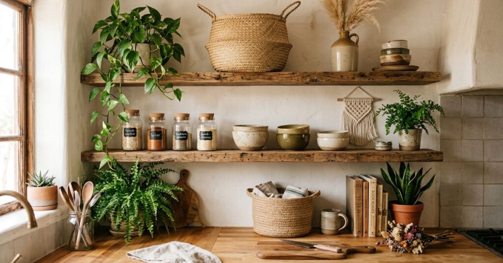 Elegant Kitchen Shelf Decor Setup