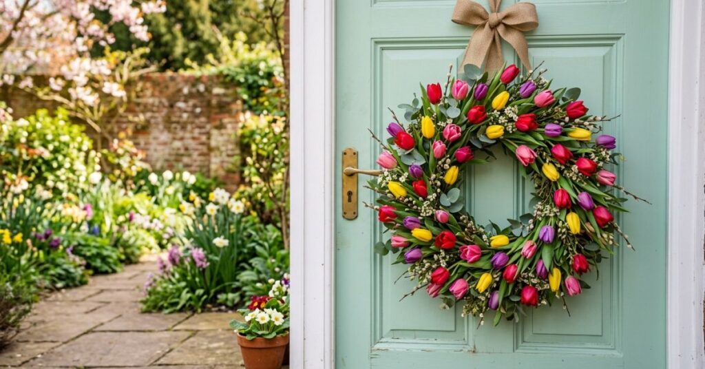 Tulip Flower Easter Wreath For Spring Vibes