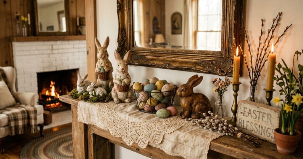 Vintage Easter Mantel Decor Style Ideas