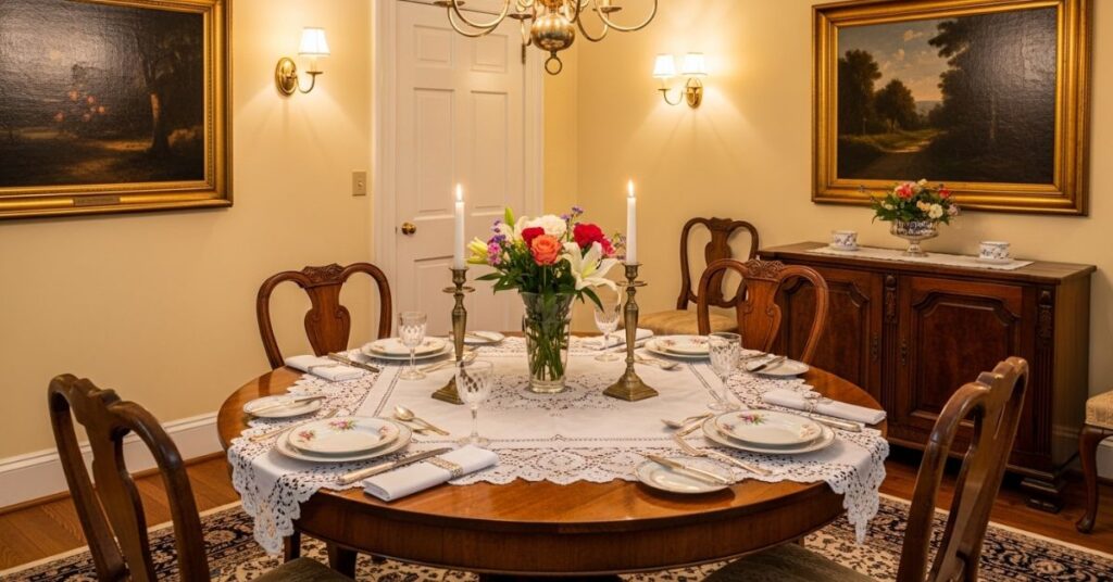 Vintage-Inspired Round Table Decoration Ideas