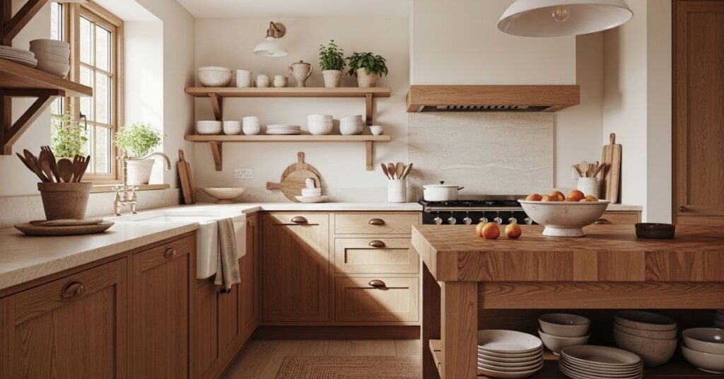 Warm Wooden Accents in Timeless Kitchens