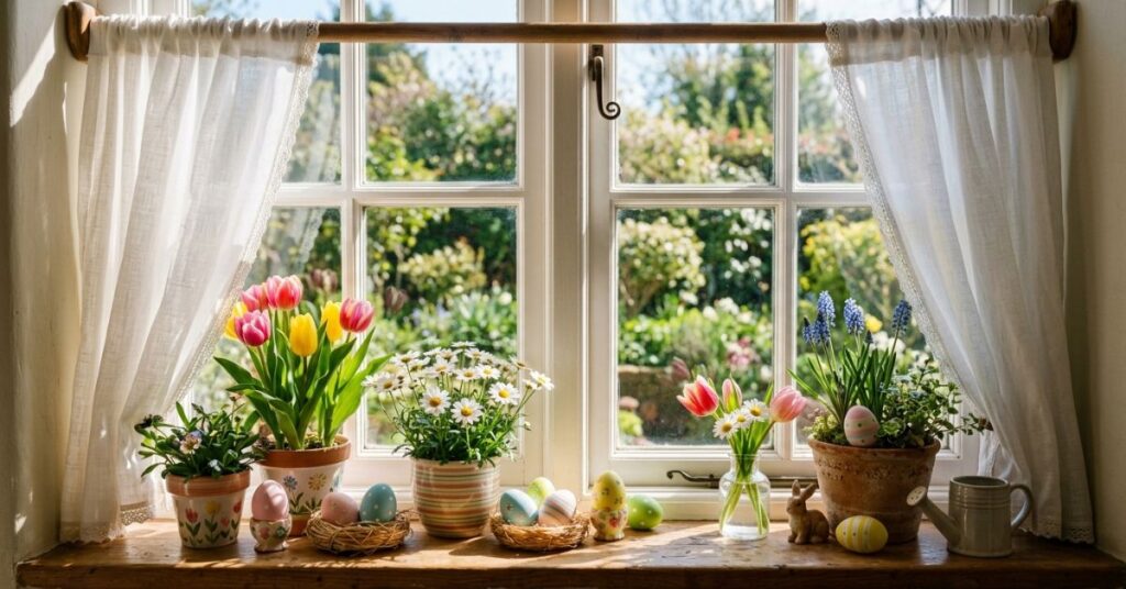 Window Sill Spring Flower Arrangement Ideas