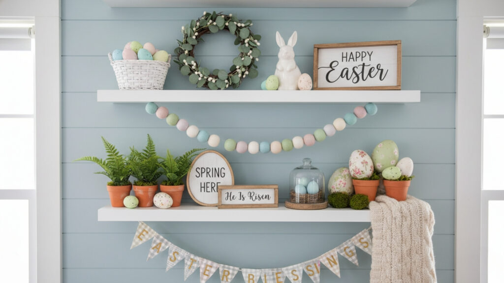 DIY Easter Shelf Decor Ideas for Stylish Decorative Displays