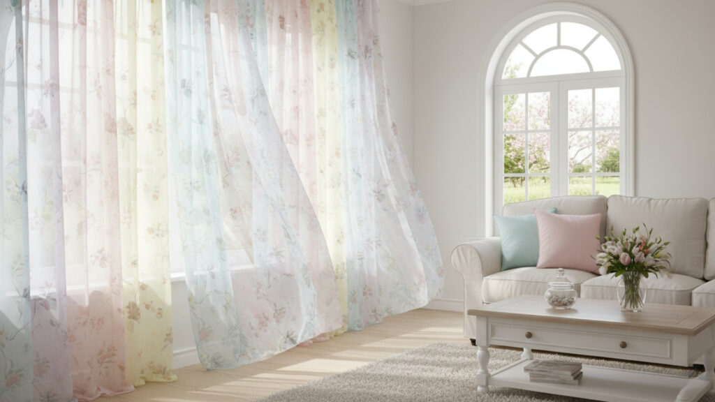 Easter Curtain Decor Ideas for Soft Elegant Living Rooms
