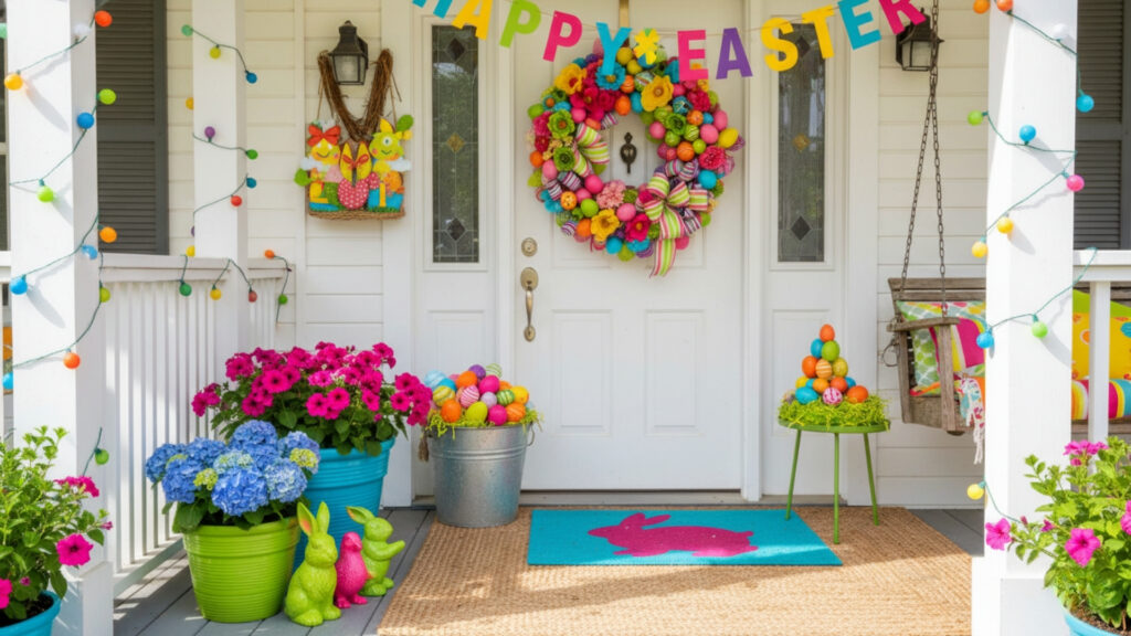 Easter Front Porch Colorful Decor Ideas for Bright Festive Style