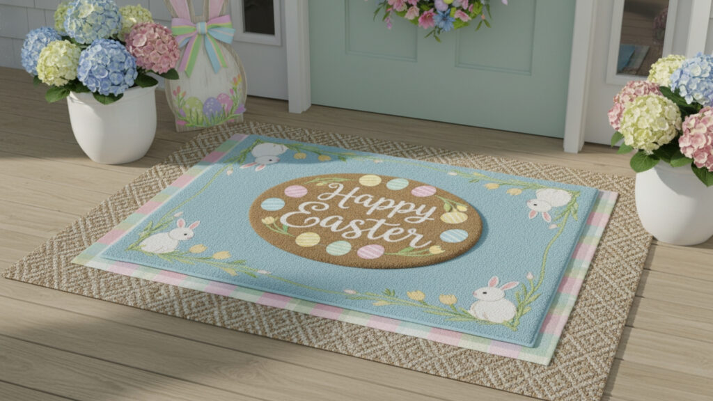 Easter Front Porch Rug Decor Ideas for Layered Entry Style
