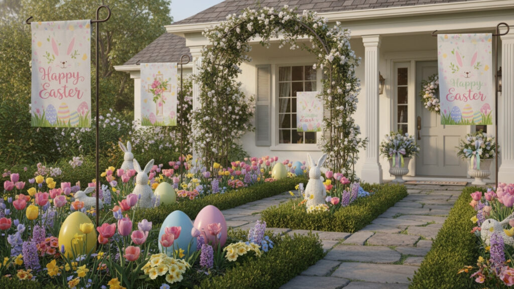 Easter Garden Flag Decoration Ideas for Simple Festive Statements