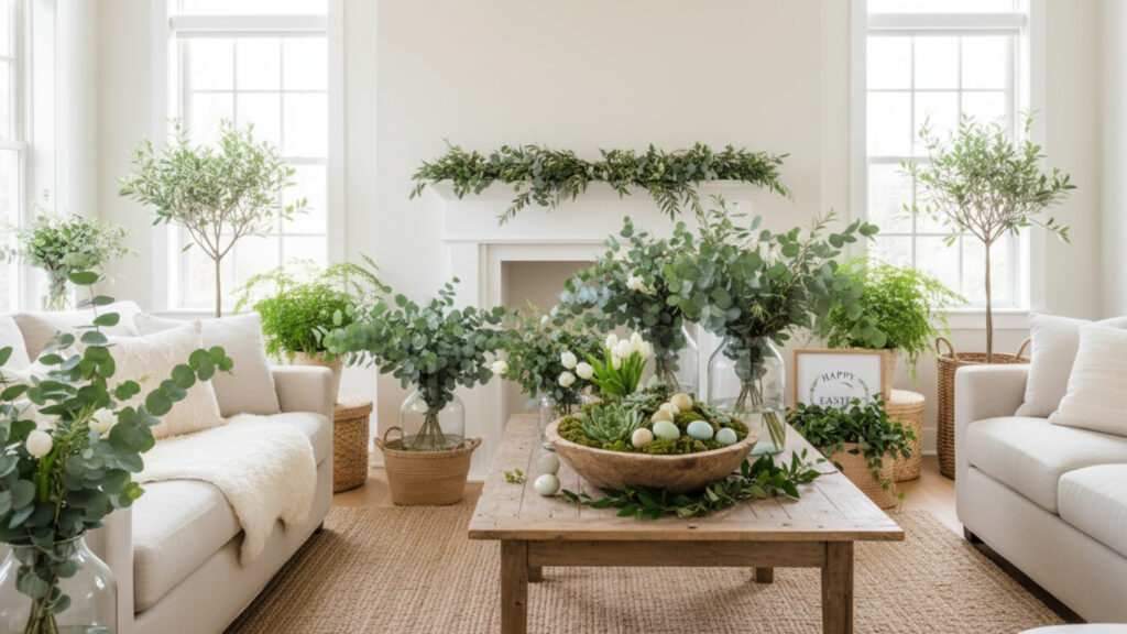 Easter Greenery Decor Ideas for Fresh Natural Living Rooms