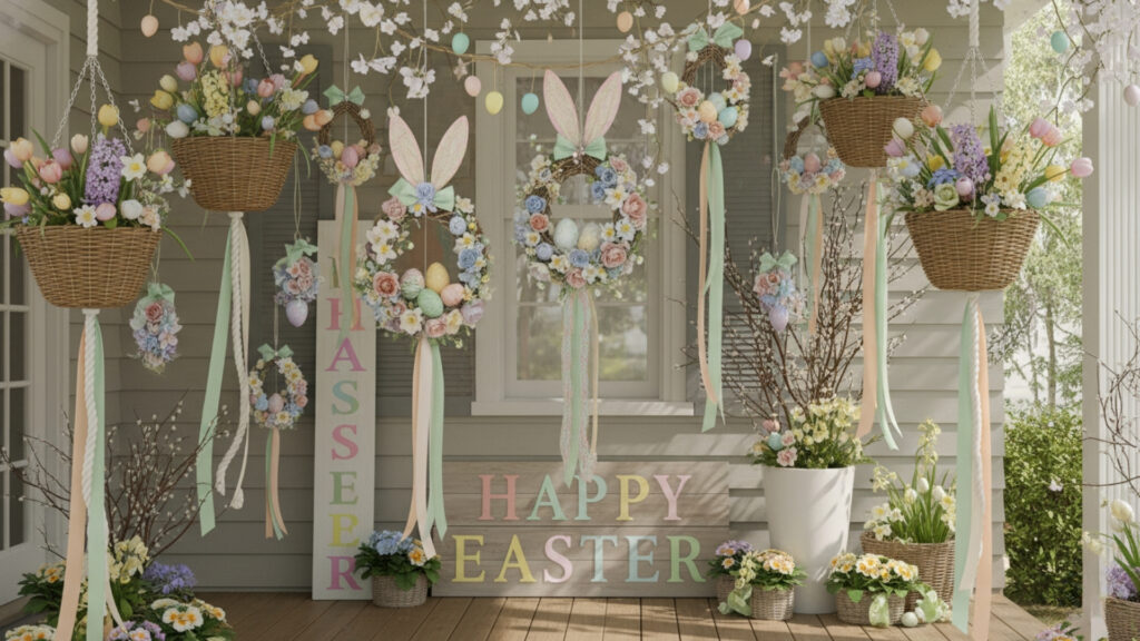 Easter Hanging Porch Decor Ideas for Vertical Seasonal Styling