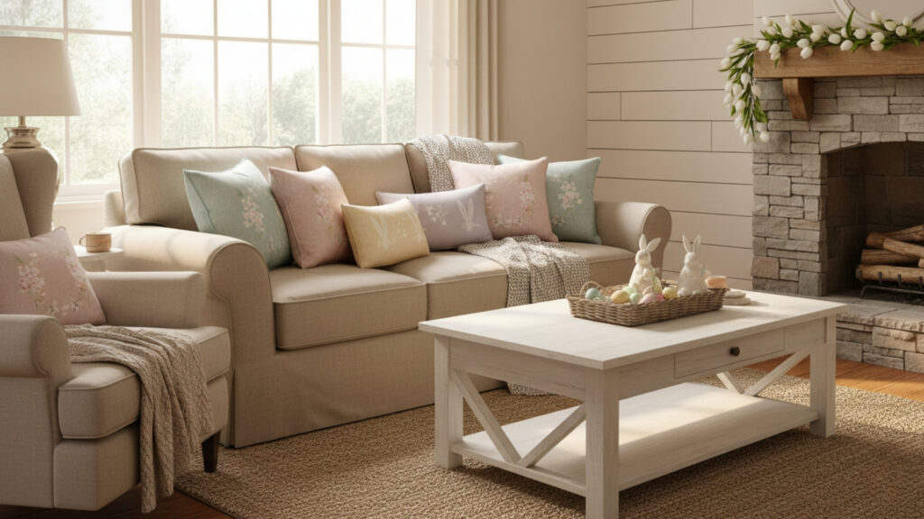 Easter Living Room Sofa Decor Ideas for Cozy Seasonal Styling