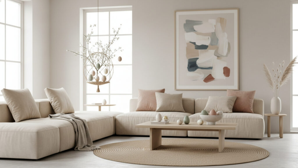 Easter Minimalist Decor Ideas for Clean Living Room Style