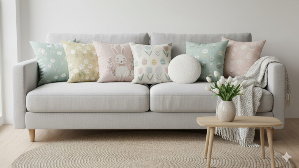 Easter Pillow Decor Ideas for Soft Cozy Living Room Style