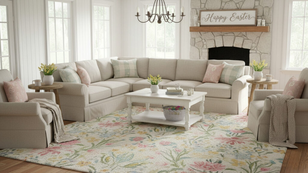 Easter Rug Decor Ideas for Layered Living Room Comfort
