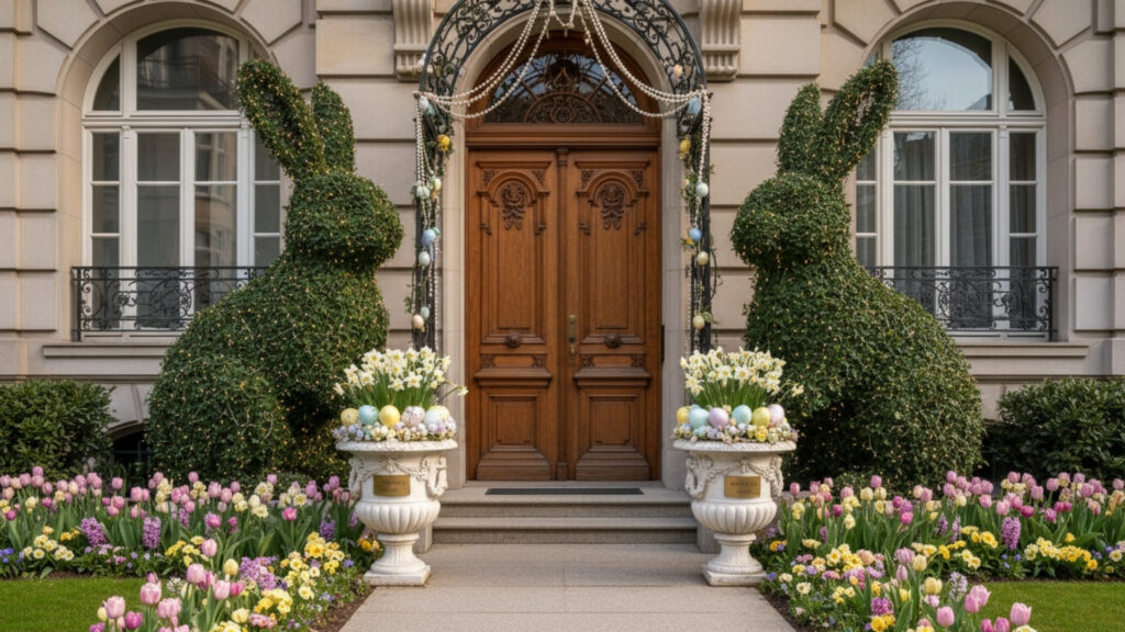 Easter Topiary Outdoor Decoration Ideas for Elegant Structured Style
